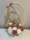 Flower Candle Arrangement basket Wood Bead Hoop Decor