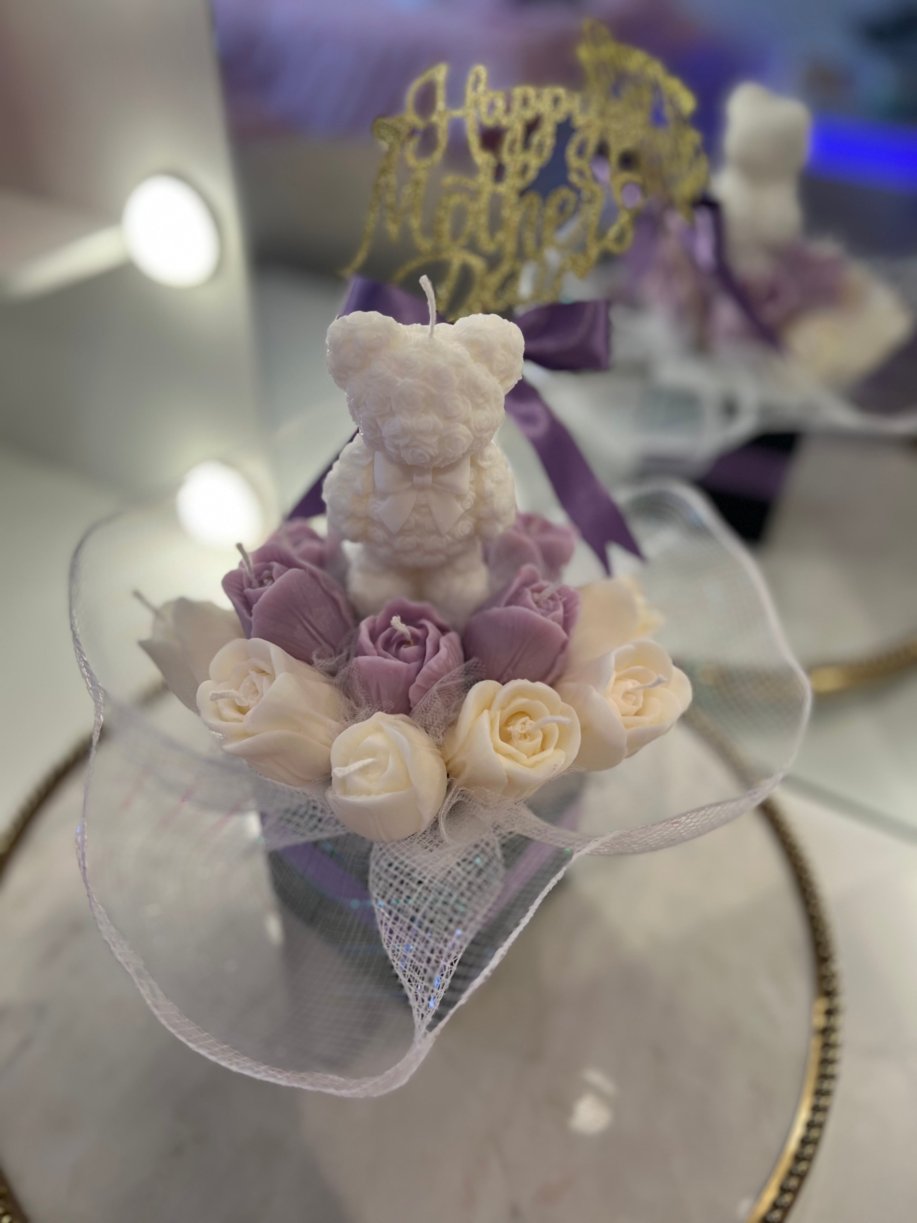 Teddy Bear & Rose Candle Bouquet