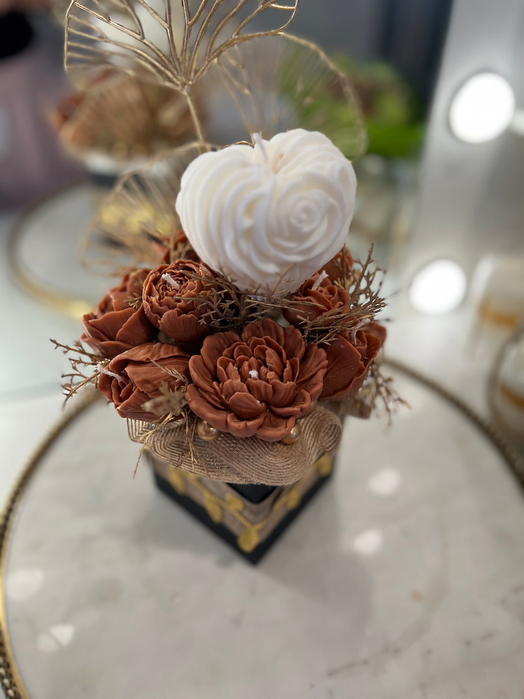 Rose and Heart candle bouquet.