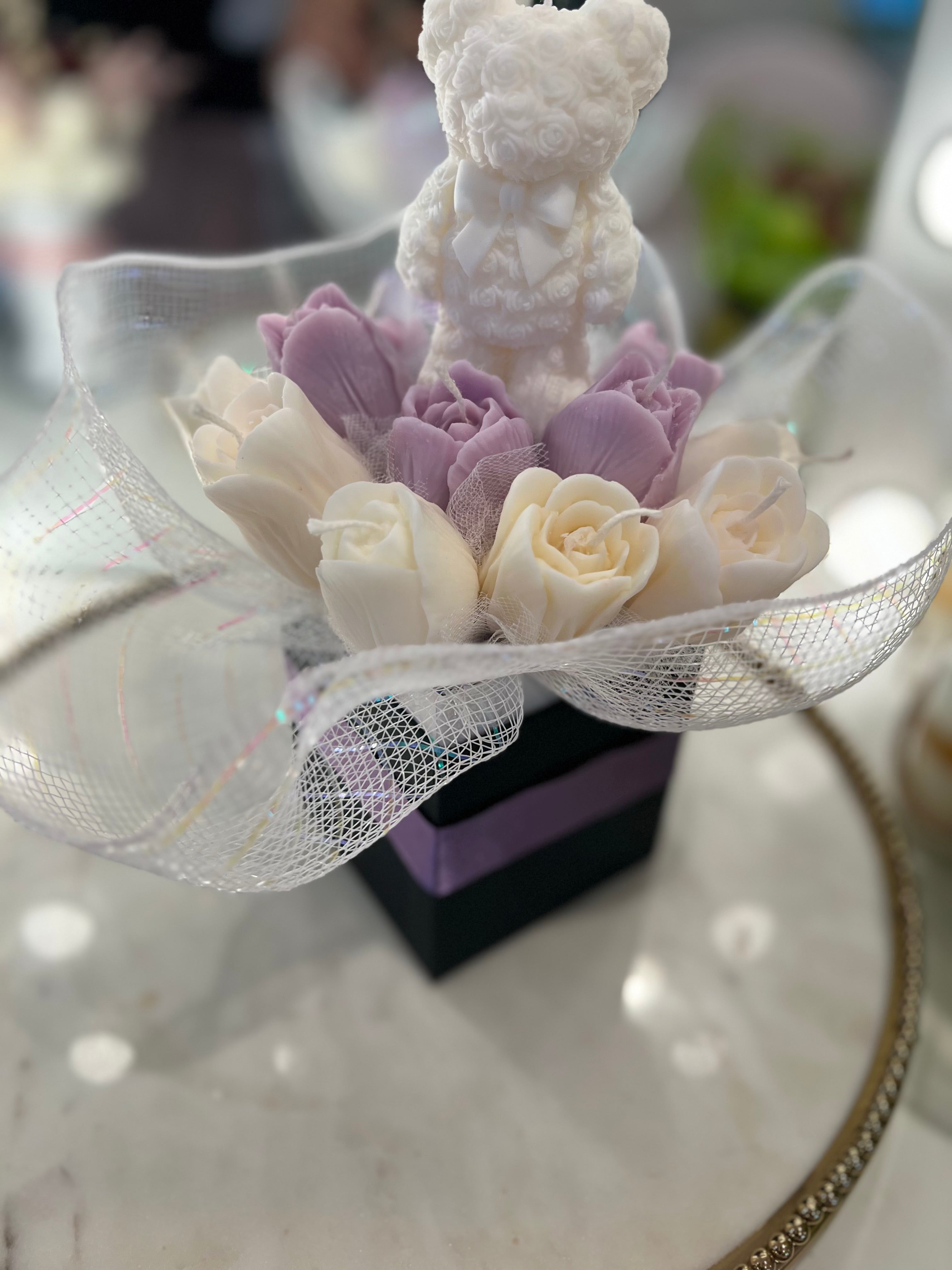 Teddy Bear & Rose Candle Bouquet