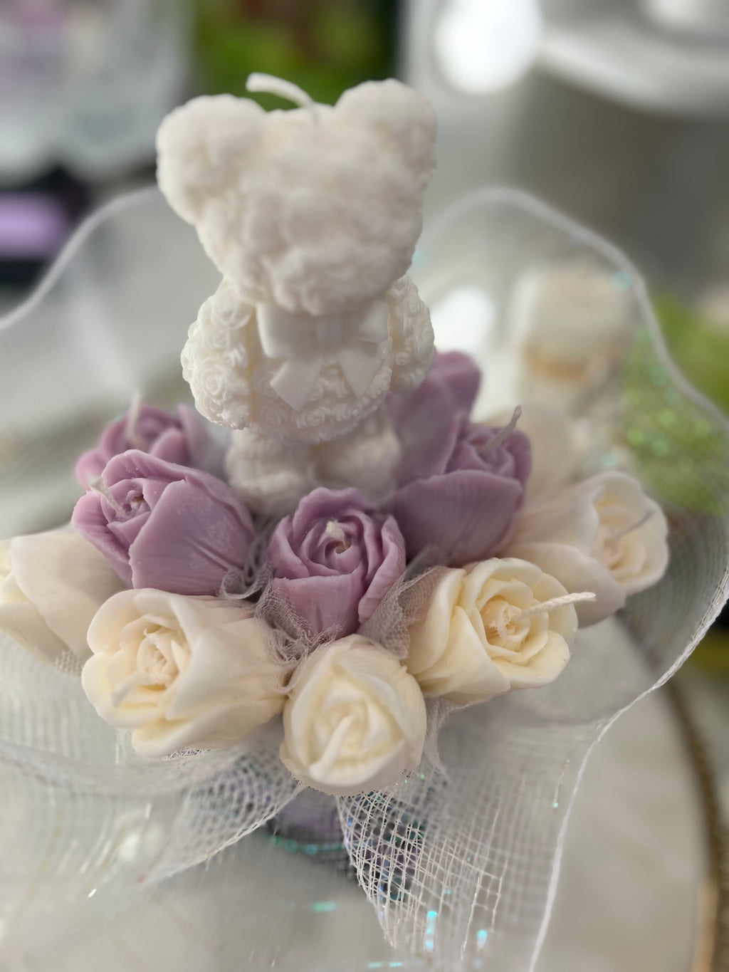 Teddy Bear & Rose Candle Bouquet