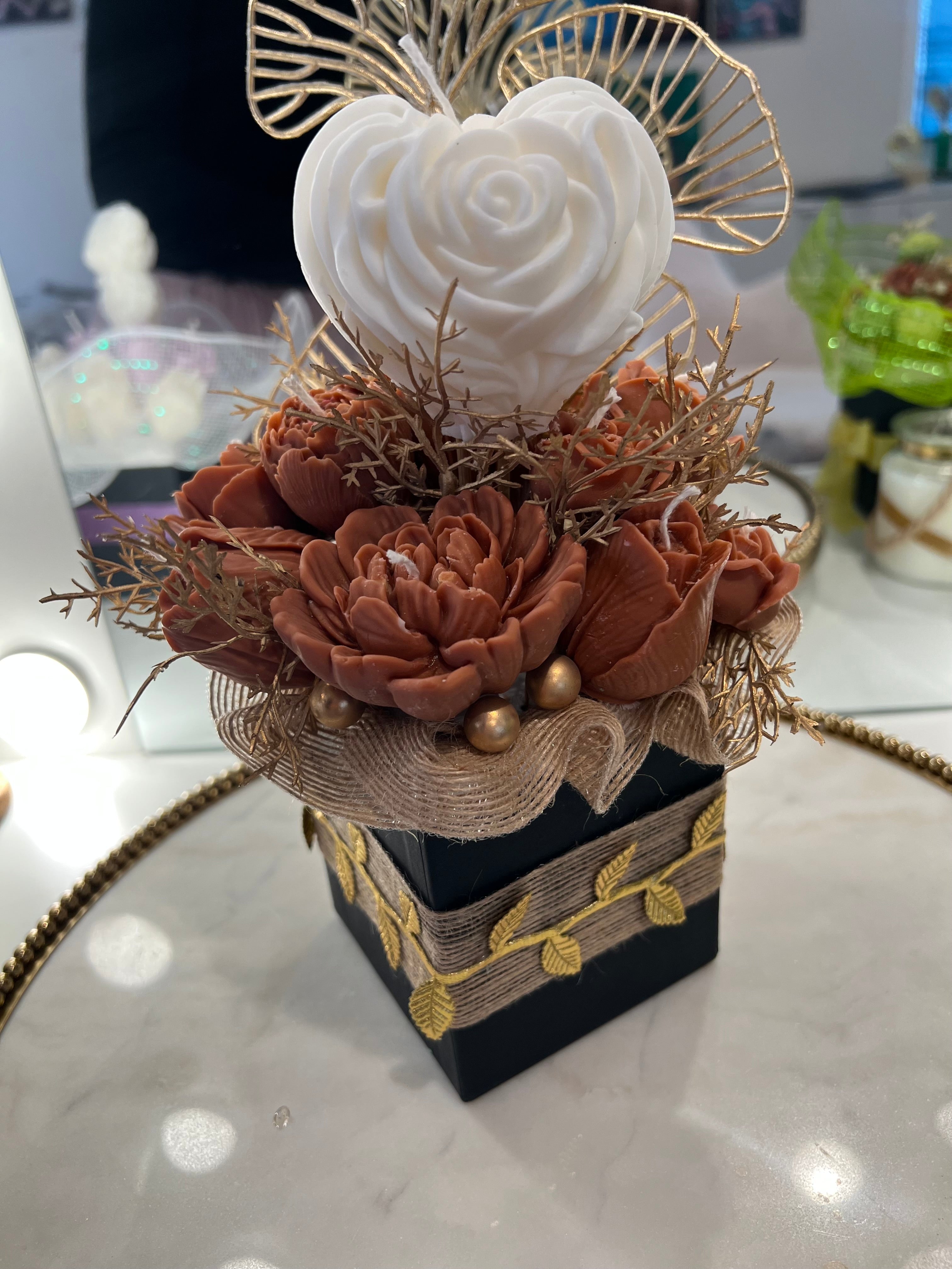 Rose and Heart candle bouquet.