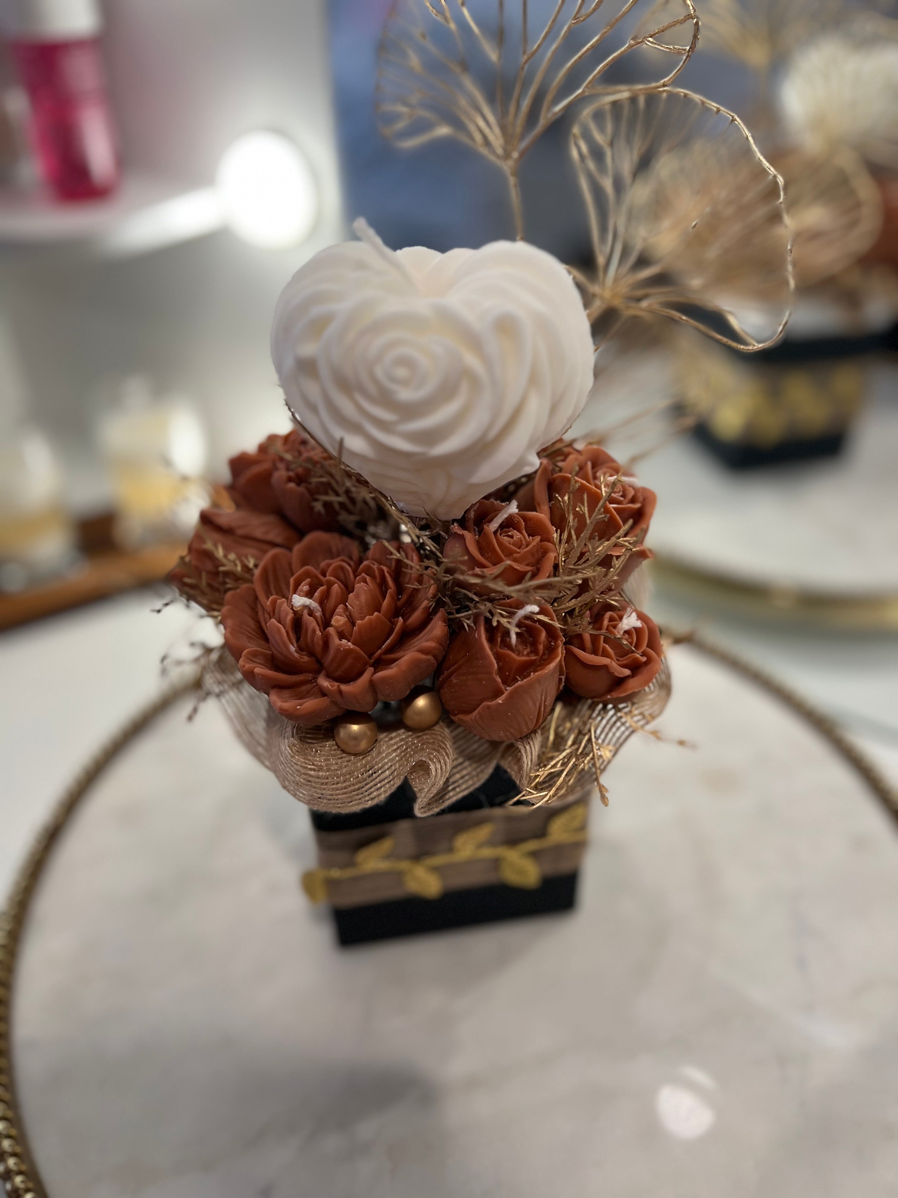 Rose and Heart candle bouquet.