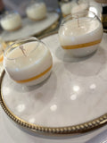 Glass Candles with Gold Glitter Gel Wax Band. Soy and Gel Wax