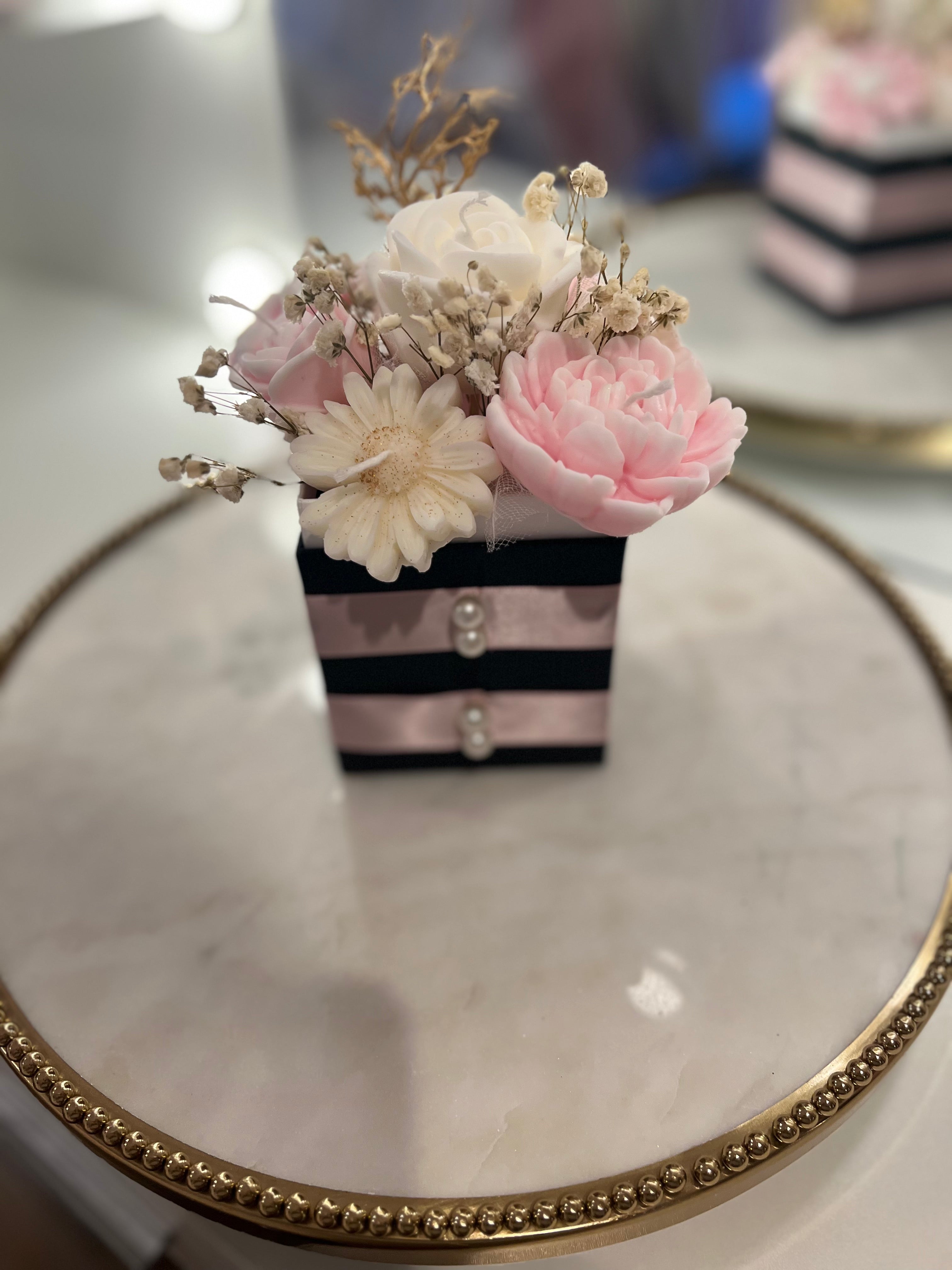 Blush Bloom Elegance Candle Arrangement