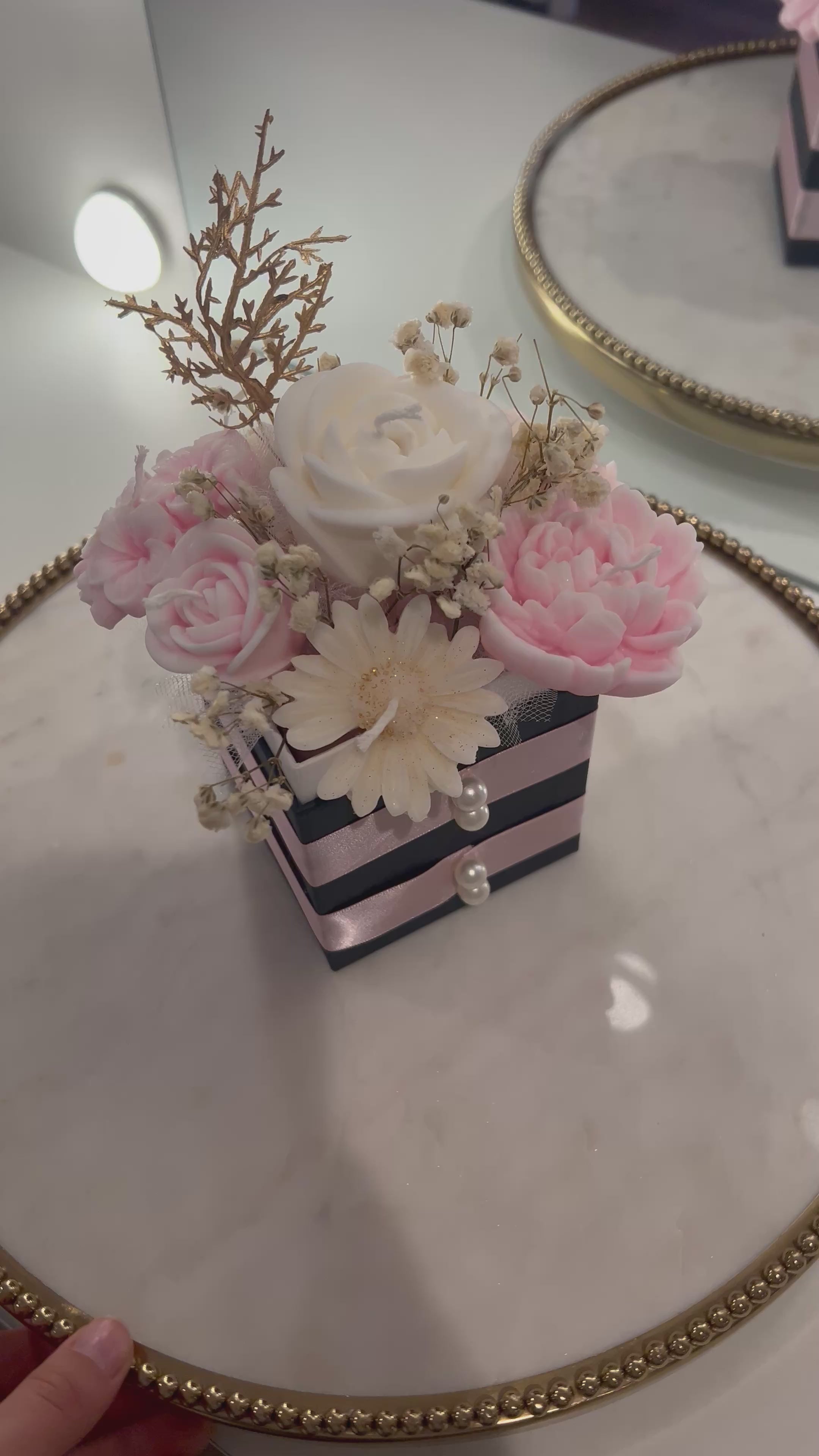 Blush Bloom Elegance Candle Arrangement