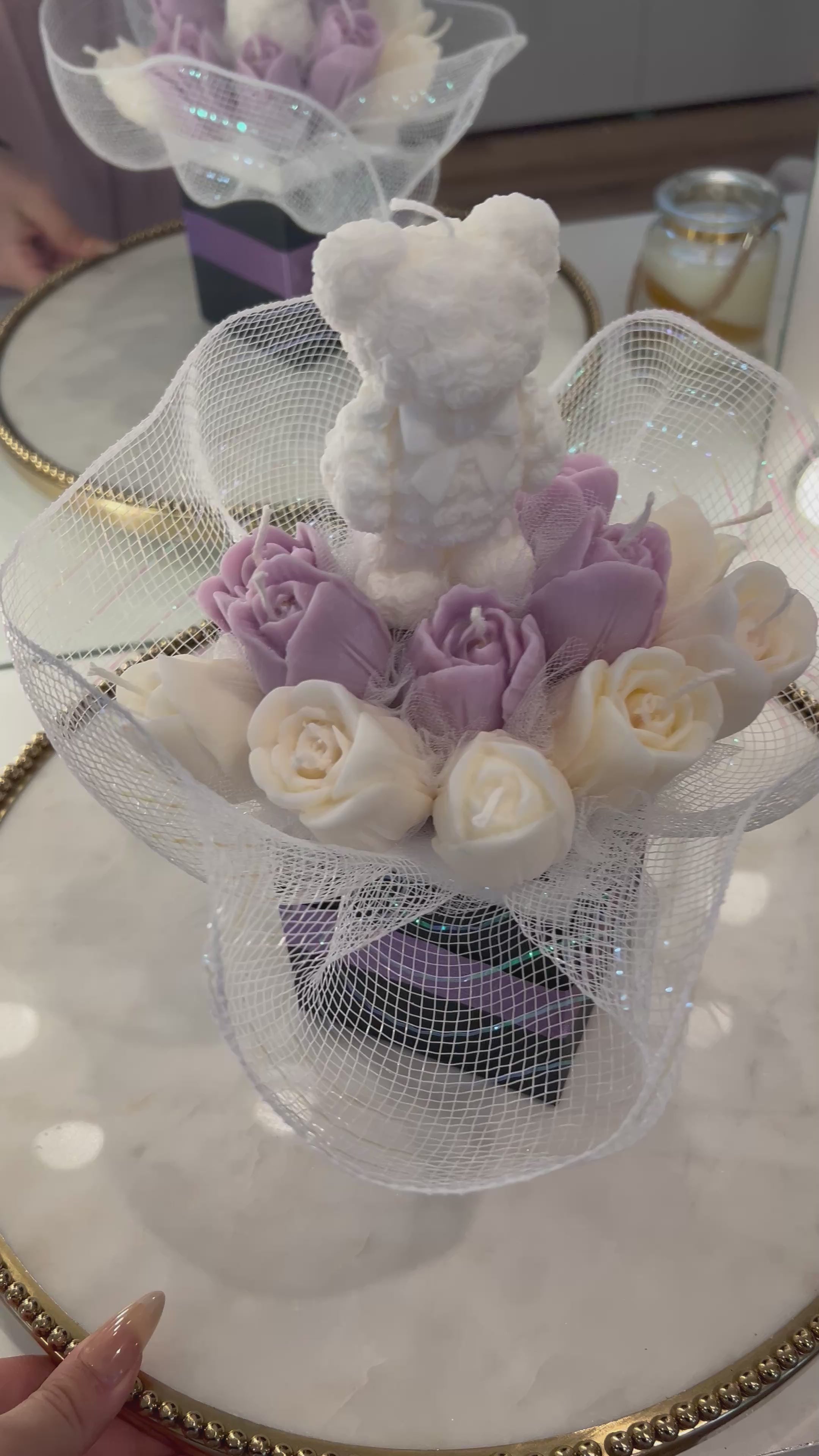 Teddy Bear & Rose Candle Bouquet