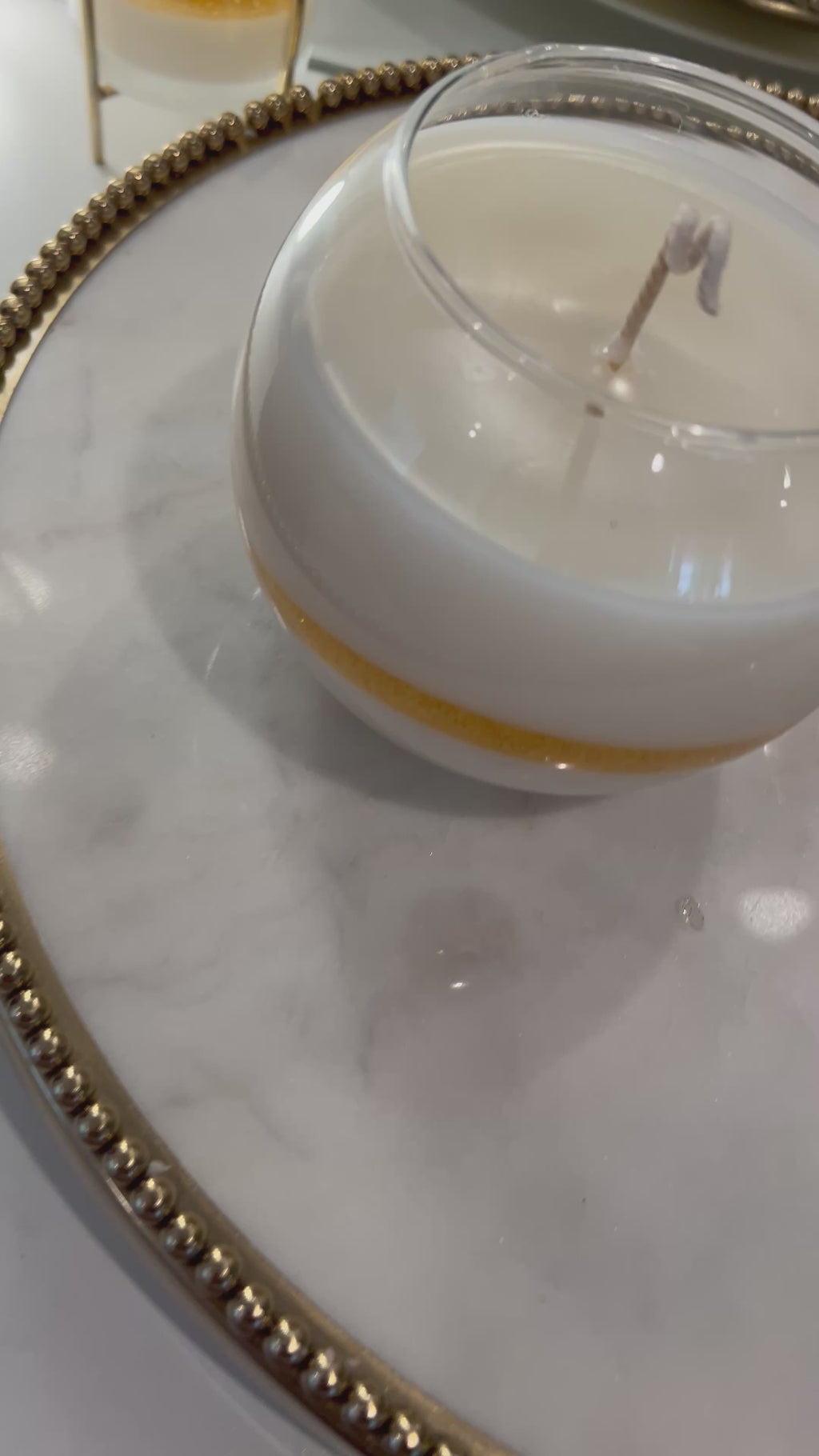 Glass Candles with Gold Glitter Gel Wax Band. Soy and Gel Wax